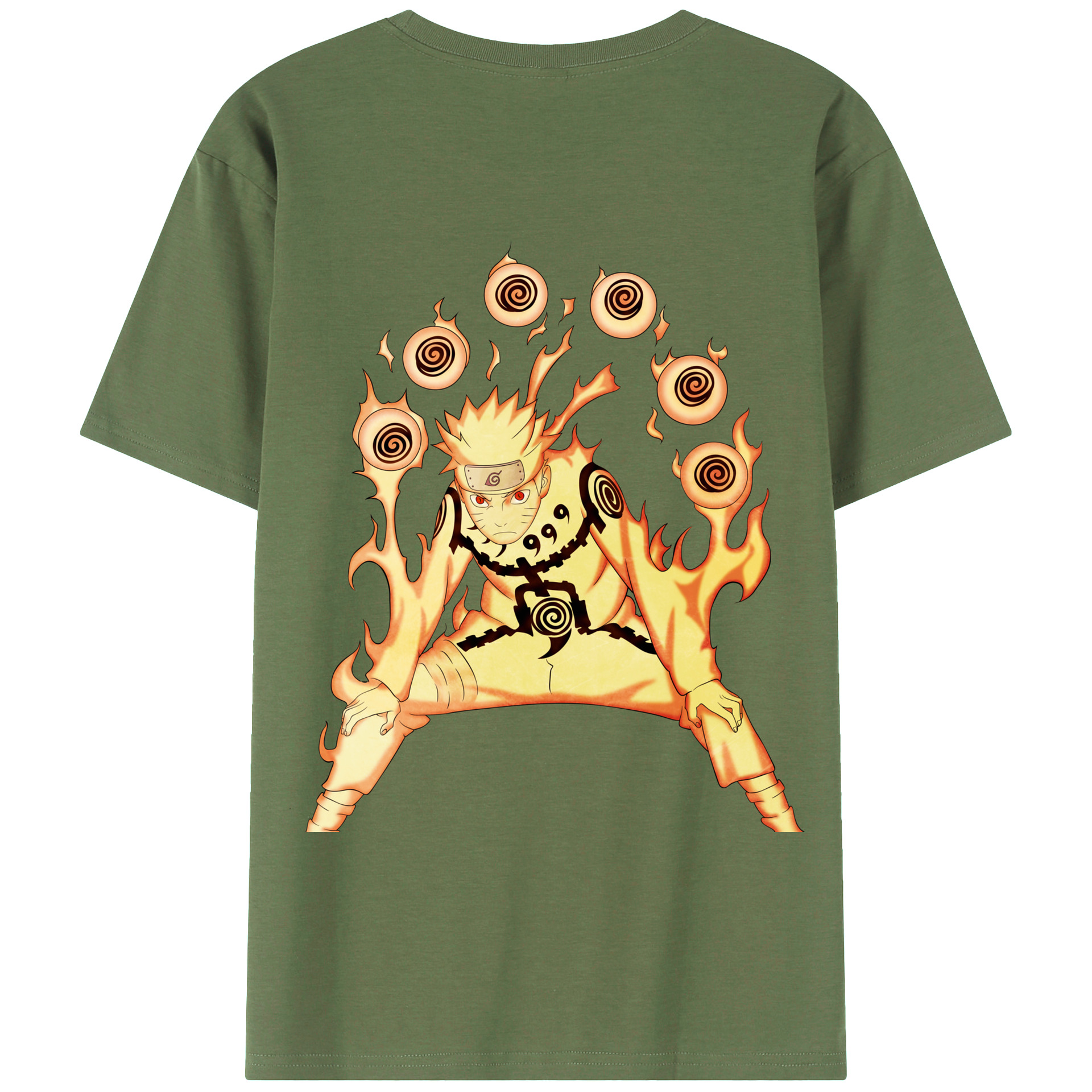 （画像用） NARUTO -ナルト- うずまき ナルト Uzumaki Naruto 綿100％ メンズ半袖Tシャツ（バックプリント） 通気性